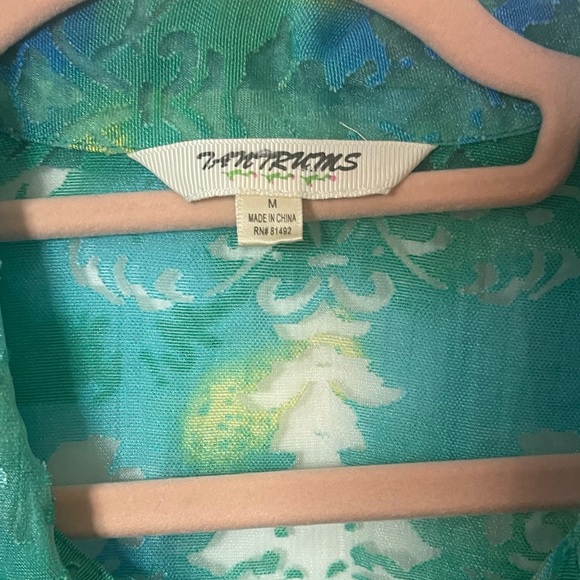 Y2K burnout sheer button down colorful 3/4 sleeve medium - Picture 5 of 7